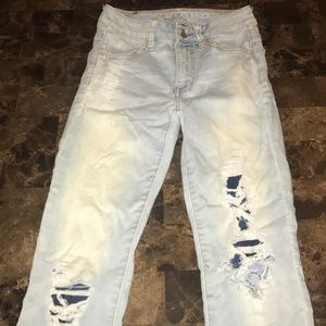 Light blue ripped capris